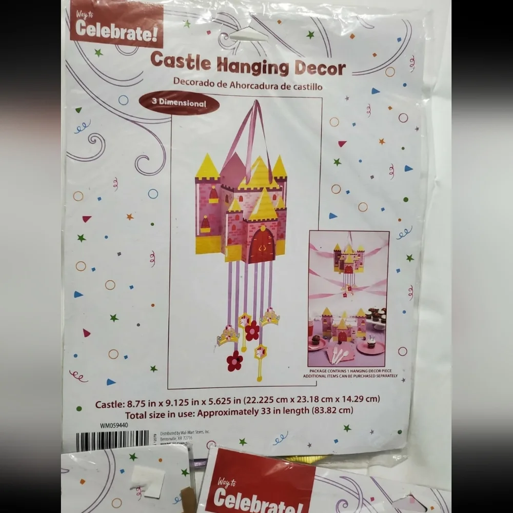 :* 16 pink princess castle party Favor Boxes & hanging centerpiece bundle